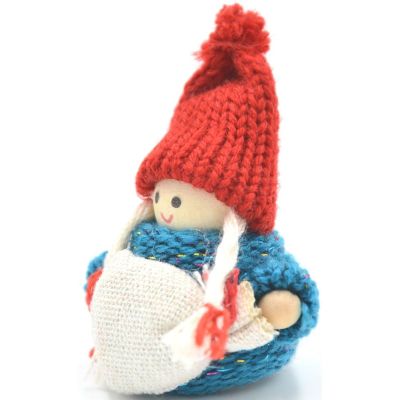 3. Dekorative Puppe mit Tasche, blaues Mädchen, 7,5 cm