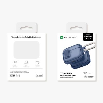 14. AmazingThing Titan Pro Mag Hülle, transparent, für AirPods Pro 3 - Blau