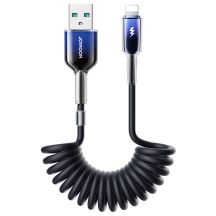 Joyroom S-A43 Crystal-Clear Serie 3A USB-A – Lightning Spiralkabel 1,5 m – Schwarz