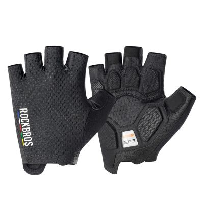 Rockbros TLS004 ROAD TO SKY Kurze stoßdämpfende Fahrradhandschuhe S - Schwarz