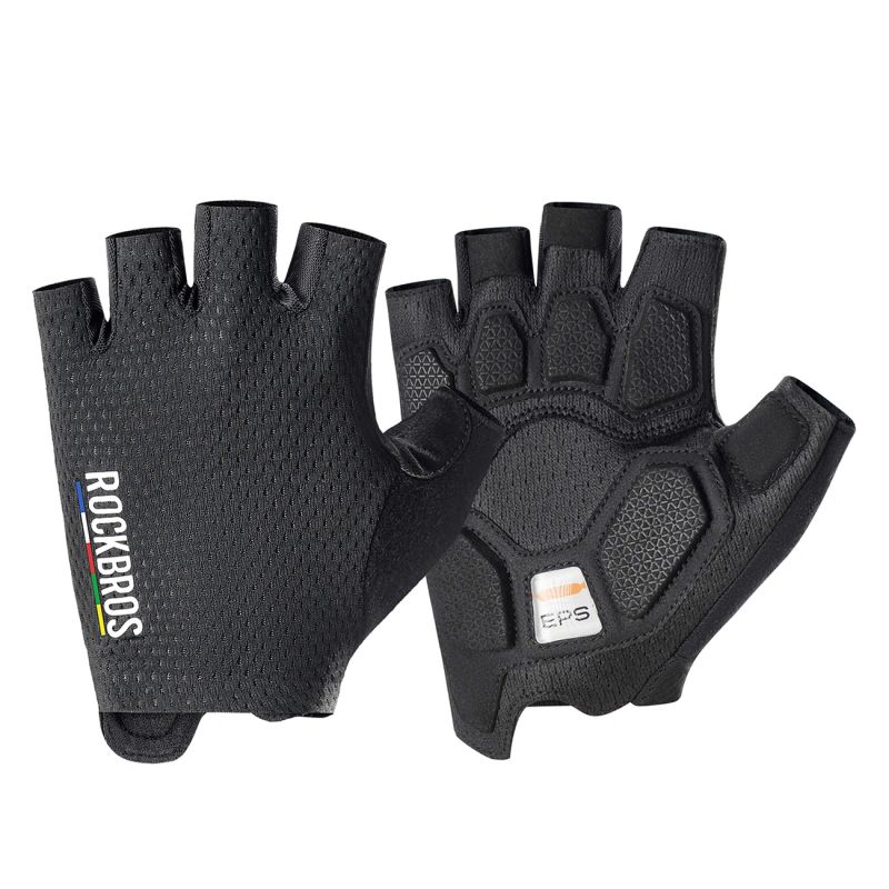 Rockbros TLS004 ROAD TO SKY Kurze stoßdämpfende Fahrradhandschuhe S - Schwarz
