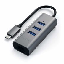 Satechi Aluminium-Hub 2in1 - Aluminium-Hub für Laptops und Desktop-PCs USB-C (3x USB-A, Ethernet) (Space Grau)