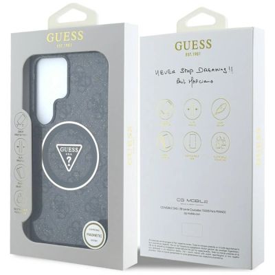 8. Guess 4G Glitter Triangle Buttons MagSafe Hülle für Samsung Galaxy S25 Ultra Schwarz