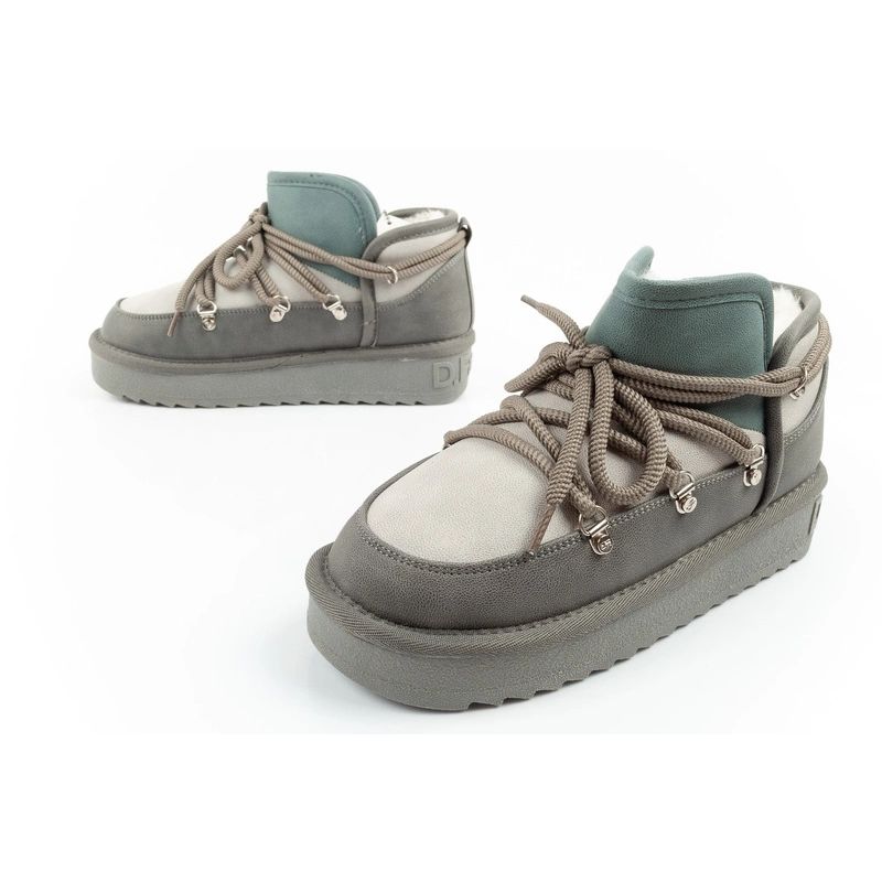 17. D.Franklin Damen Winter Schneestiefel Modische isolierte Stiefeletten Grau