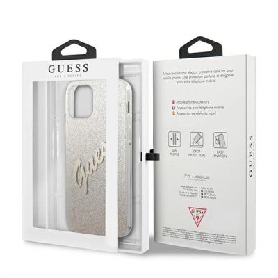 8. Guess GUHCP12LPCUGLSGO iPhone 12 Pro Max 6,7" Gold/Gold Hardcase Glitter Gradient Script