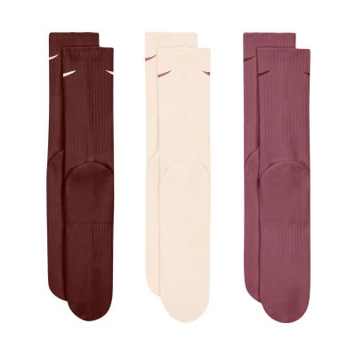 3. Nike Everyday Cushioned Crew Socken, 3 Paar, braun, beige, rosa, SX7664 915