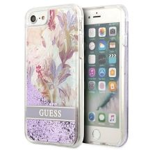 Guess Flower Liquid Glitter Case für iPhone SE 2022 / SE 2020 / 7 / 8 - Lila