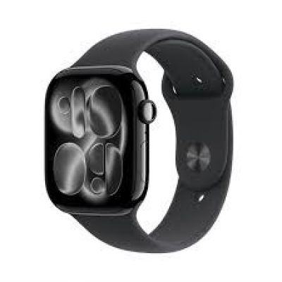 Apple Watch Series 11 GPS + Cellular, 46 mm Gehäuse aus Space Grau Aluminium mit schwarzem Sportarmband – S/M