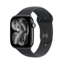 Apple Watch Series 11 GPS + Cellular, 46 mm Gehäuse aus Space Grau Aluminium mit schwarzem Sportarmband – S/M