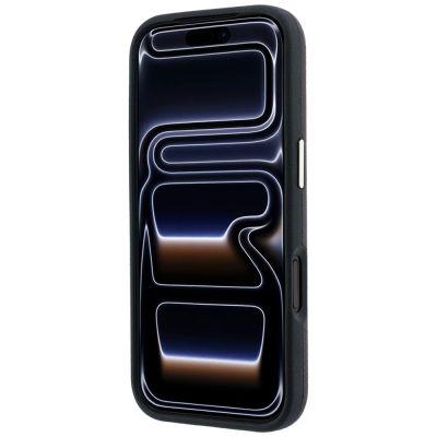 5. Karl Lagerfeld Saffiano MagSafe-Hülle mit kleinem Schriftzug und Metalllogo für iPhone 17 Pro / 18 Pro – bordeauxrot