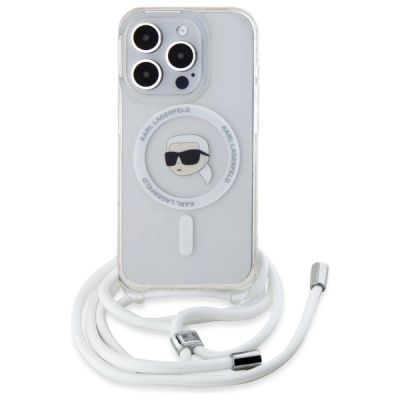2. Karl Lagerfeld Crossbody IML Karl Head Magsafe Hülle für iPhone 16 Pro – transparent