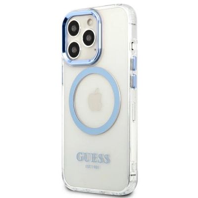2. Guess Metal Outline MagSafe Hülle für iPhone 13 Pro / iPhone 13 - Blau