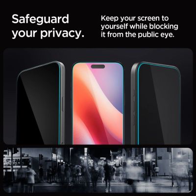 6. Spigen Glas.tR EZ Fit Privacy Tempered Glass für iPhone 16 Pro / 17 / 17 Pro - 2 Stk.