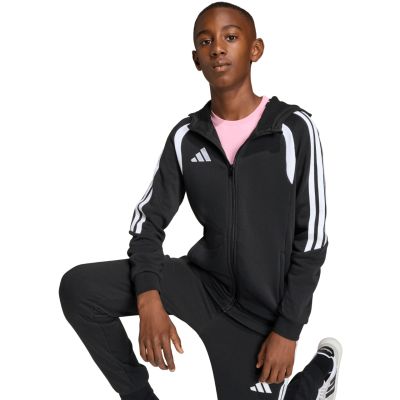6. adidas Tiro 26 League Sweatshirt Kapuzenpullover mit durchgehendem Reißverschluss für Kinder, Schwarz KF3324