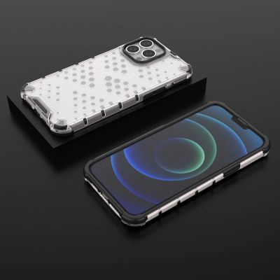 13. Honeycomb Handyhülle Schutzhülle mit TPU Rahmen für iPhone 13 Pro Max transparent