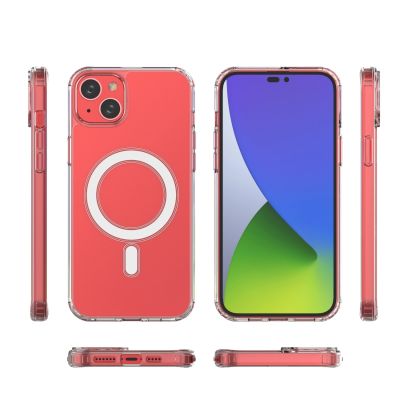 5. Klare magnetische Hülle mit MagSafe für iPhone 14 Plus mit silbernem Ring – transparent