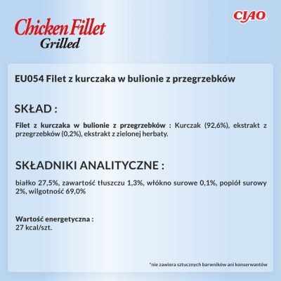 6. INABA Gegrilltes Hähnchen Hähnchenfilet in Jakobsmuschelbrühe – ein Leckerbissen für Katzen – 25 g
