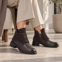 Damen-Lederboots in Kroko-Optik, Schokoladenbraun Filippo DBT820