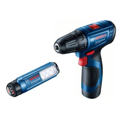 BOSCH. SCHRAUBENDREHER GSR 120-LI 2x2,0Ah 30/14Nm + LAMPE GLI 12V-300 GEHÄUSE