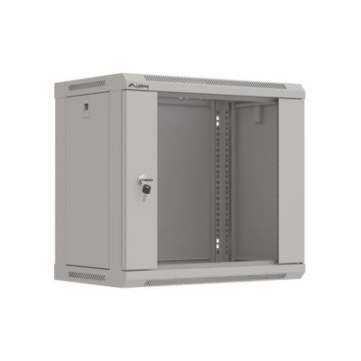Wandmontierter Installationsschrank 19" 9U 540x350 graue Glastür LANBERG (FLAT PACK)