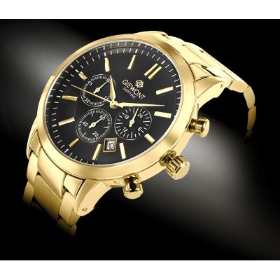 2. Giewont Herrenuhr Chronograph Saphir Gold Schwarz GW8510-B5