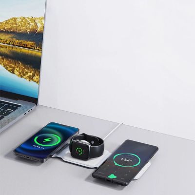 4. Dudao A11N 15W 3in1 induktives Ladegerät - Weiß + USB-C / USB-C-Kabel