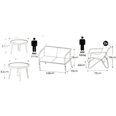 9. 5-teiliges Gartenmöbelset Mailand