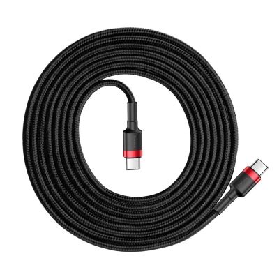 2. Baseus CATKLF-H91 USB-C – USB-C PD QC-Kabel 60 W 3 A 480 Mbit/s 2 m – Schwarz und Rot