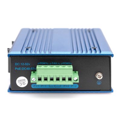 8. Industrieschalter 4x 100 Base-TX + 1x Uplink 100Base-FX (ohne Modul) DIN erweiterter Temperaturbereich.