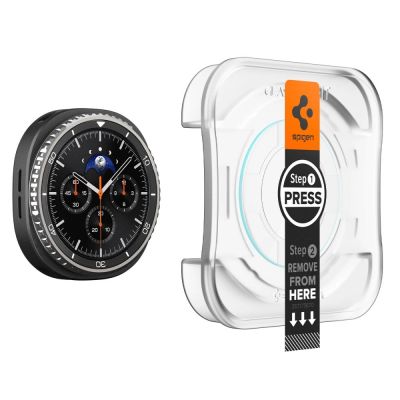 4. Spigen Glas.TR „Ez-Fit“ gehärtetes Glas für Samsung Galaxy Watch 8 46 mm – Transparent