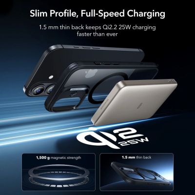 6. ESR Classic Hybrid MagSafe + Panzerglas-Set für iPhone 17 - Klares Schwarz