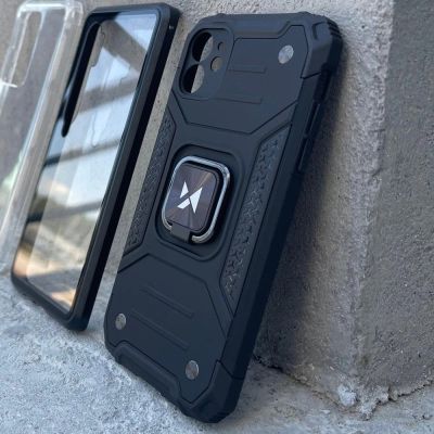 9. Wozinsky Ring Armor Hülle für iPhone 14 Pro Max gepanzerte Hülle magnetischer Haltering silber