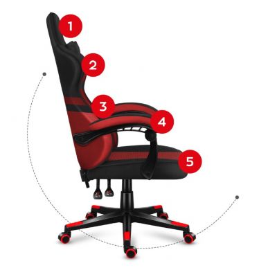 4. Huzaro Force 4.4 Gaming-Stuhl aus rotem Netzgewebe