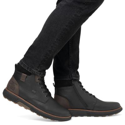 39. Gefütterte wasserdichte Herren-Lederstiefeletten in Schwarz Rieker B3343-00