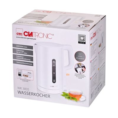 7. Elektrischer Wasserkocher 1,7 l WK 3835 CLATRONIC weiß