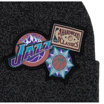 2. Mitchell & Ness Utah Jazz NBA XL Logo Patch Strick Hwc Jazz Cap HCFK4341-UJAYYPPBLCK