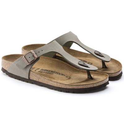2. Birkenstock Gizeh Birko-Flor Nubuk Stone Regular Herren Flip-Flops Wide Grau (43391)
