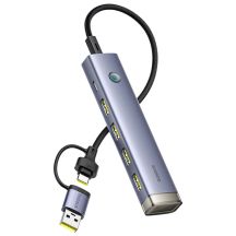Baseus UltraJoy Series USB-A/USB-C Hub (4x USB-A 3.1, 1x USB-C 5V) – Grau
