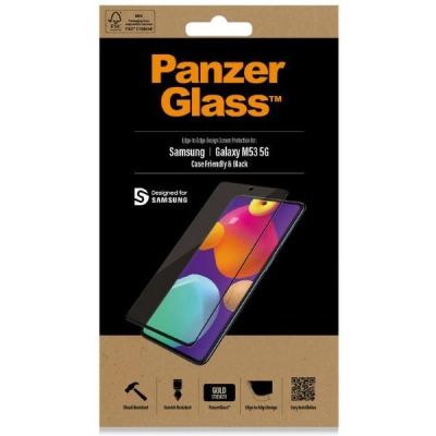 8. PanzerGlass E2E Regular gehärtetes Glas für Samsung Galaxy M53 – mit schwarzem Rahmen