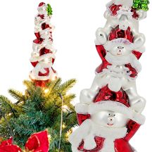 Gläserner Christbaumspitzen-Aufsatz 3 Schneemänner 28 cm