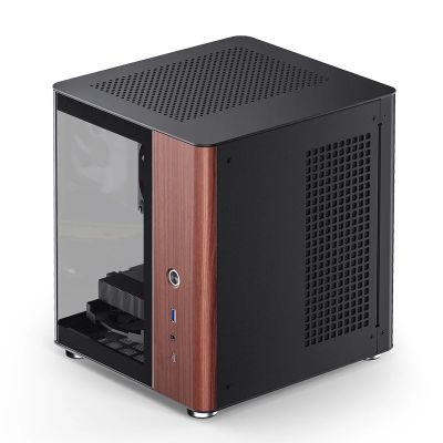 10. Jonsbo TK-0 PC-Gehäuse, Mini-Tower, Mini-ITX, gehärtetes Glas, Holz – schwarz