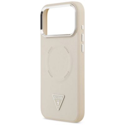 6. Guess MagSafe-Hülle mit Dreieckslogo für iPhone 17 Pro – Beige