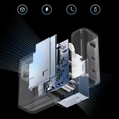 2. Cuktech CUKAD1003EUG GaN 100W Wandladegerät 2 x USB-C 1 x USB-A mit USB-C-Kabel - Grau