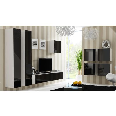 4. VIGO quadratische Vitrine 50/50/30 weiß/schwarz glänzend