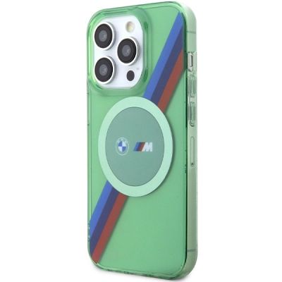 2. BMW M Tricolor Stripes MagSafe Hülle für iPhone 15 Pro – grün