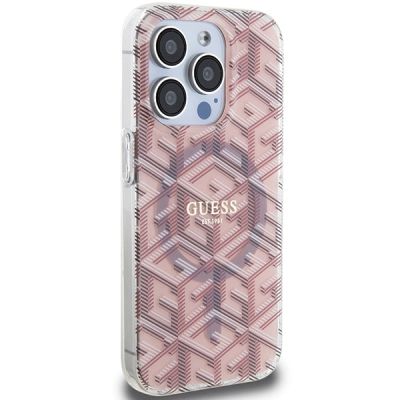 4. Guess IML GCube MagSafe Hülle für iPhone 15 Pro Max – Rosa