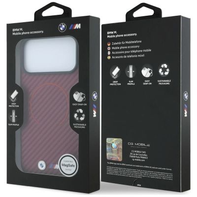 8. BMW M Carbon Printed Ring MagSafe Hülle für iPhone 18 Pro Max / 17 Pro Max – burgunderrot