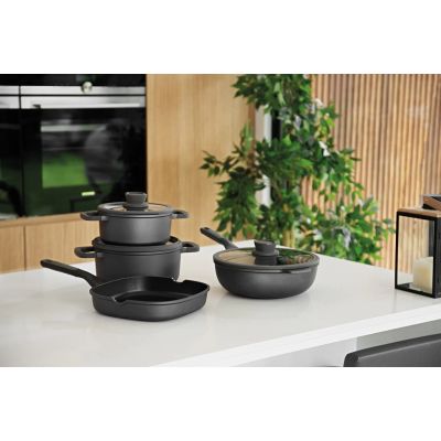 7. BergHOFF 3950593 Suppentopf 4,4 l Schwarz Aluminium, Glas, Silikon