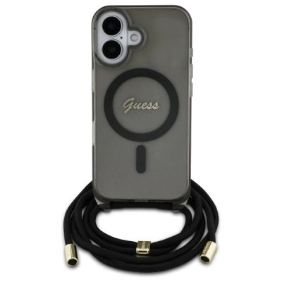 2. Guess Crossbody Cord Script MagSafe Hülle für iPhone 16 – Schwarz