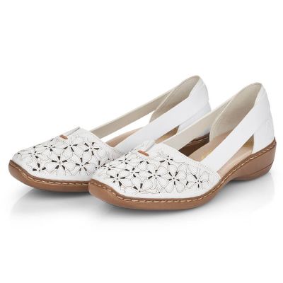 7. Rieker W RKR442B durchbrochene Lederschuhe weiß